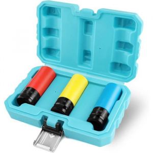 NetBoat Jeu de 3 Douilles &agrave; Chocs pour Les Jantes Drive M&eacute;trique Extra &agrave; Paroi Mince de Roue Taille 17 19 21 mm