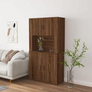 Buffet hautBahut de Saloncommode de séjour Chêne marron bois dingénierie BONNIE B37726325