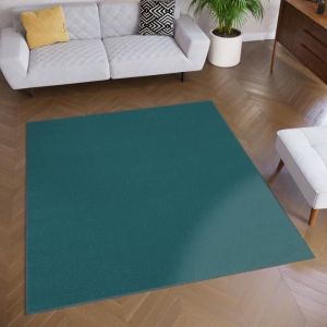 TAPISO Tapis de Salon Chambre Carr&eacute; MONO Bleu Canard Design Uni R&eacute;sistant Int&eacute;rieur Ext&eacute;rieur 200x200 cm