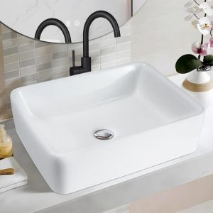 Lavabo Nettlife vasque &agrave; poser salle de bain c&eacute;ramique - vasque &agrave; poser carr&eacute;e salle de bain vasque blanche 40x30x13cm