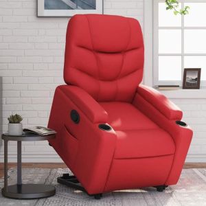 BEWI&reg;Fauteuil inclinable - Fauteuil R&eacute;glable/Fauteuil de relax - 1 personne - Rouge Similicuir &FR39922