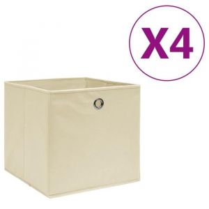 1412Best home® Boîtes de rangement 4 pcs Tissu intissé 28x28x28 cm Crème SIZE:28 x 28 x 28 cm