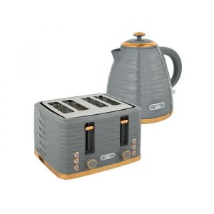 Ensemble petit-déjeuner avec bouilloire et grille-pain 17 L grille-pain 4 tranches 3000W 7 niveaux de brunissage Gris
