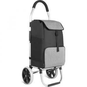 Chariot de Courses Poussette de March&eacute; Capacit&eacute; 41L/45kg &agrave; Grandes Roues Silencieuses Pliable Caddie Course