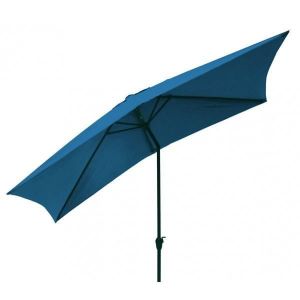 Parasol droit en aluminium - OZALIDE - 3x2 m - Bleu pétrole - Inclinable - 6 baleines