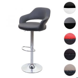 Tabouret de bar MCW-F16 tabouret pivotant avec dossier simili cuir ~ gris-noir
