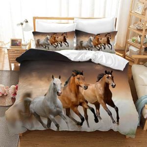 Housse de Couette 140 x 200 cm ChevalParure de lit Cheval 1 Housse de Couette Cheval en Microfibre + 2 Taies doreiller 50×75cm