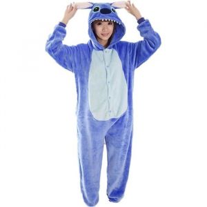 Unisexe Kigurumi Pyjama Adultes Flanelle Cosplay Costume Déguisement dHalloween Animaux Combinaison Onesies Hiver Stitch
