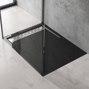 Sogood® Receveur de douche noir 80x120cm bac à douche Xetro4 rectangulaire extra plat 5cm + bonde AL01