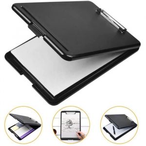 Porte Bloc Note - BUZIFU - A4 - Plastique - Noir - Boîte de rangement incluse