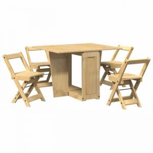 SWEET Ensemble à manger papillon 5 pcs - Table et 4 chaises - Corona pliable cire marron pin 202548437