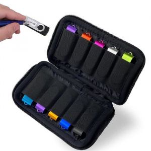 Sac de Rangement pour Cl&eacute; USB Case de Stockage &Eacute;tui de Rangement Organisateur Accessoires Electroniques USB avec 10 Em QIEDOVIEY