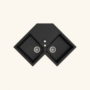 Evier dangle granit noir K&uuml;mbad VOZ 2 bacs