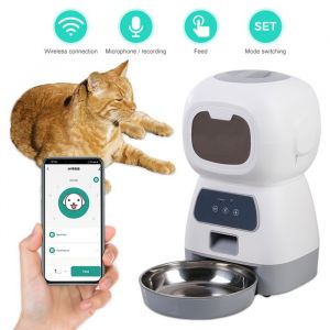 Distributeur Croquettes Automatique WIFI- Distributeur Croquettes Chat avec Minuterie Programmable - Grande capacit&eacute; 3.5L