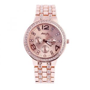 SHARPHY Montre Femme de Luxe Marque GENEVA Rose D'or faux diamant Quartz Analogique Horloge à la Mode