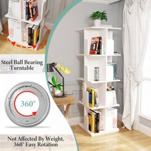 Bibliotheque Bois  - MIPAN - Bibliotheque enfant - Etagere tournante - 40x40x130cm - Blanc