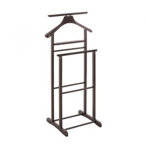 Valet de nuit double valet de chambre en bois massif h&eacute;v&eacute;a coloris tabac - longueur 47 x  profondeur 36 x hauteur 102 cm