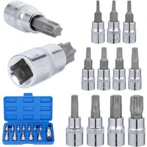 13 Pcs Coffret cl&eacute;s &agrave; douille TorxT8 - T70 Jeu de Douilles &agrave; EmboutsDouilles Torx FemelleTorx Bit Socket SetAcier au Chr