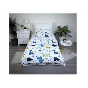 Parure de lit complète pour enfant - Housse de couette 100 x 135 cm et taie doreiller 40 x 60 cm -- (dinosaure dinosaure)