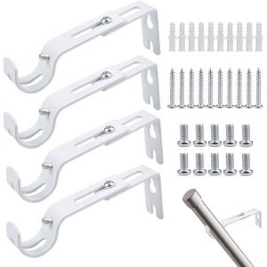 4 Pcs Support de Tringle à Rideau Réglable Diamètre 20-26 mm Avec Vis Support pour Tringle à Rideau en Métal Imperméable