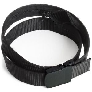 Ceinture de voyage anti-vol CAMPTECK U6889 &ndash; 125 cm nylon sans m&eacute;tal pochette zipp&eacute;e noire
