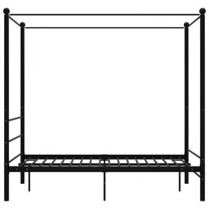 RemiseLit 2 personnes Cadre de lit Double &agrave; baldaquin sans matelas noir 140 x 200 cm m&eacute;tal JILIMAISON2025 9840683
