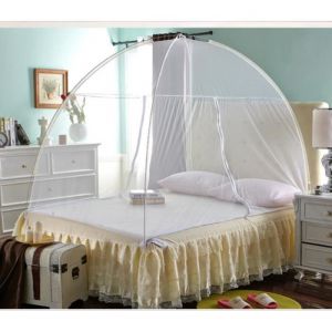 Moustiquaire de lit 2 places pliable adulte blanche adulte Ciel de lit fille enfant Moustiquaire avec support de jardin 2 personnes