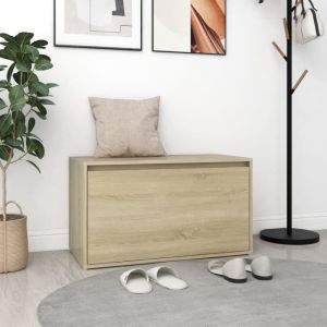 Top Banc coffre JILI - Design relax - Banc Salon dentr&eacute;e 80x40x45 cm Ch&ecirc;ne sonoma Agglom&eacute;r&eacute;202 Kg