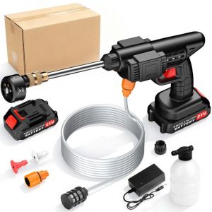 Nettoyeur haute pression sans fil 550W 650psi (45bar) 2000mAh &ndash; portable buse 6-en-1 tuyau 5 m
