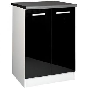 Meuble cuisine bas 60 cm 2 portes TARA noir