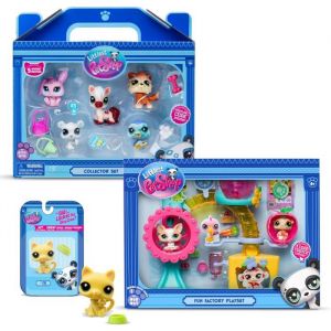 Bandai - Littlest Pet Shop - Montagne Hiver & Fun Factory et 1 Figurine Suppl&eacute;mentaire (Petit Chat Jaune) - Mini Figurine- Jouet