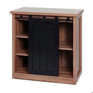 Commode - Indus - 5 Compartiments - Porte Coulissante - Aspect Bois - 84x80x40 cm