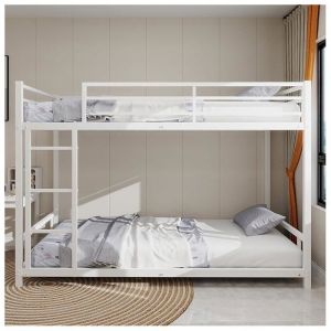 Lit superpos&eacute; Enfant en m&eacute;tal lit cabane Enfants 90x 190Cadre de lit Enfant 90x190 avec &eacute;chelles et rampes (C-Blanc)