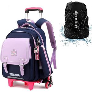 HAOPYOU Sac Dos Fille Primaire Cartable Scolaire roulettes Enfant Sac Roulette Scolaire Trolley Sac Roulette Bagage Cabine CARTABLE