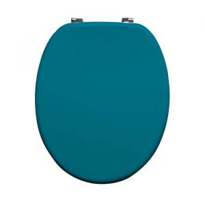 Abattant WC bois moul&eacute; bleu