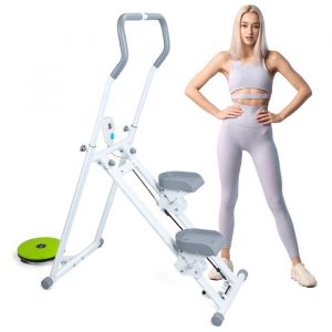 Stepper Fitness avec Guidon Ergonomique - Ecran LCD - Guidon Réglable - Antidérapant - Blanc - 88x55x130CM