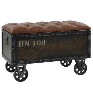 CLOUD NEW* Banc de rangement SMG - Malle et coffre Boîte de rangement Bois massif et similicuir 805x41x50 cm 158 Kg 385049