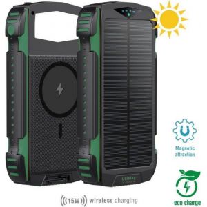 Batterie externe - 4SMARTS - POWERBANK SOLAIRE - 20000mAh - Noir-vert - 2x USB-A