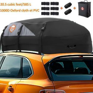 Sac De Toit Voiture &Eacute;tanche - Sailnovo - 585L - Coffre De Toit Voiture Pliable Convient avec Barres de Toit 1000D Tissu d&rsquo;Oxford