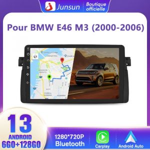 Junsun Autoradio 4G Android 13 6Go+128Go pour BMW E46 Série 3 M3 Rover 75 MG ZT 9 Écran avec Carplay Android Auto GPS Bluetooth