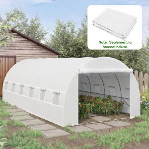 B&acirc;che de Rechange Serre Tunnel 18 m&sup2; b&acirc;che 6L x 3l x 2H m PE Anti-UV imperm&eacute;able 12 fen&ecirc;tres + Porte Enroulable zipp&eacute;e