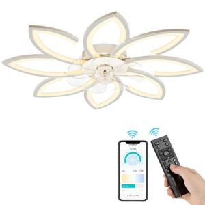 NACATIN Ventilateur de Plafond Multifonctionnel - 6 Vitesses LED Dimmable 3 CouleursPuissance 102W Design Élégant-Blanc
