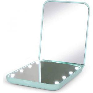 Miroir de poche grossissant miroir de voyage rechargeable par USB avec lumi&egrave;re petit miroir de maquillage vert f MIROIR DE POCHE