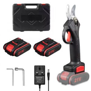 Secateur electrique sans fil 25mm Secateur Electrique Professionnel 2 Rechargeables 21V Batteries 1200W Coupe Branche Electrique