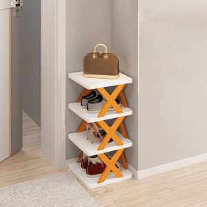 Organisateur &agrave; chaussures vertical -  - &Eacute;tag&egrave;re &eacute;troite multifonction - Pour entr&eacute;e/chambre/salon - Lot de 1 (Orange)