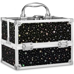 Maquillage Petite Malette Onglerie Vide Beauty Case pour Filles Boite Maquillage Malette Cosm&eacute;tique Ciel &eacute;toil&eacute; Noir
