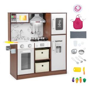 Cuisine Enfant DREAMADE avec 17 Accessoires Lumi&egrave;res Effets Sonores Hotte Micro-ondes Machine &agrave; Gla&ccedil;ons et Espace de Rangement