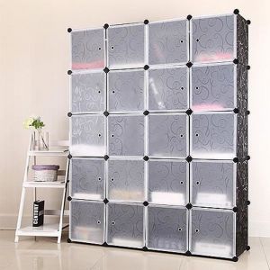 Armoire de Chambre Royalbell®20-Cube avec Porte Meuble de Rangement Penderie Modulable - Noir - Adulte