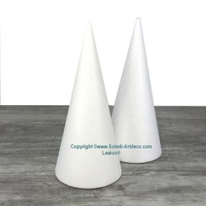 Lot  2 C&ocirc;nes en polystyr&egrave;ne Hauteur 40 cm Pr&eacute;sentoir &agrave; macarons Diam&egrave;tre de base 18 cm Styro blanc - Unique
