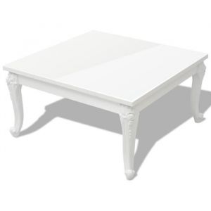 Table basse carr&eacute;e laqu&eacute;e blanc vidaXL - 80 x 80 x 42 cm